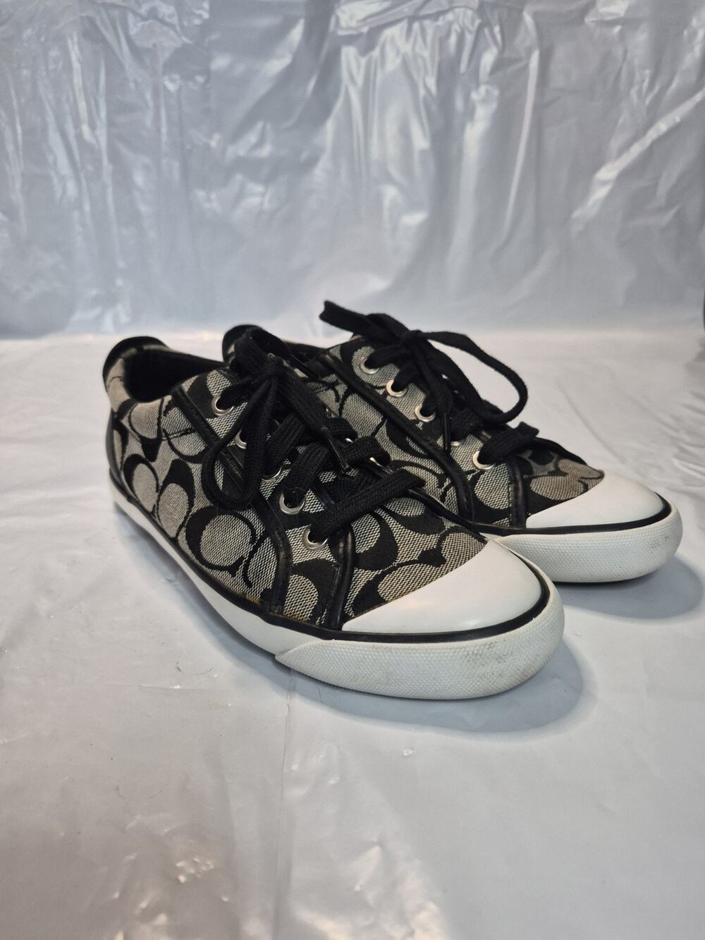 Coach Barrett Signature Legacy Sneakers Shoes Monogram Canvas Low Top Sz 6 Q106